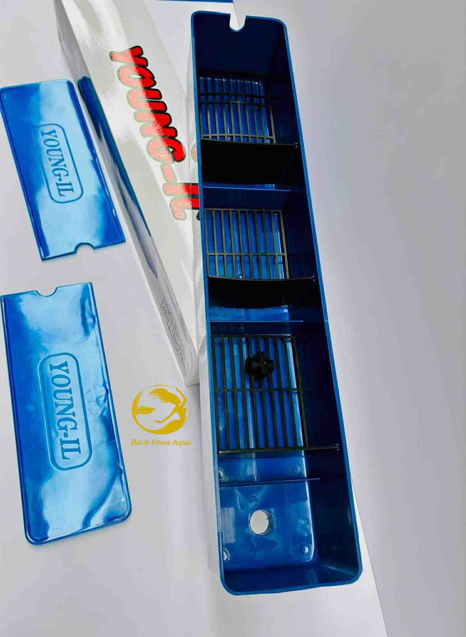 Lọc tràn 3 ngăn bằng nhựa xanh dài 69cm cho bể cá